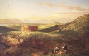 Thomas Cole The Temple of Segesta with the Artist Sketching (mk13) oil painting reproduction